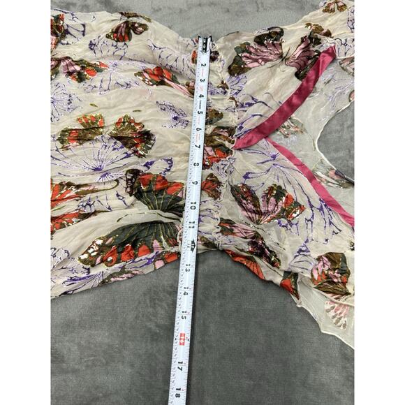 NWT Hale Bob Silk Butterfly Print Dress Pink Trim Size M Boho Resort Style - Picture 8 of 11